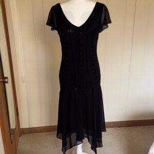 Chic Black Beaded High Low Dress